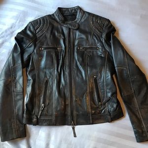 NWOT Scully Lambskin Leather, Black, Womens Sz M